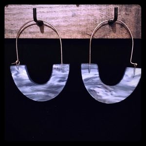 Blue Marbled Oval Earrings